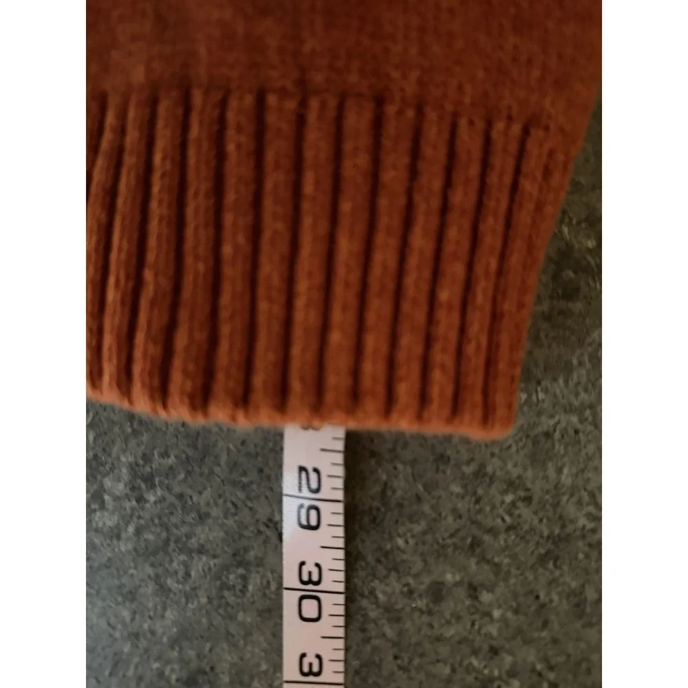 Chaps Elbow Patch Mock Neck Sweater Mens M‎ Orange Rust Henley Preppy Outdoors